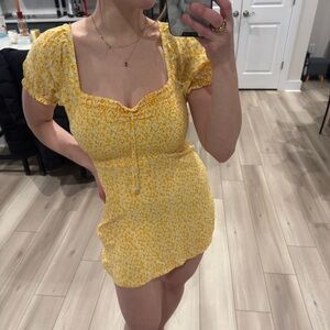 Faithfull the Brand Yellow Floral Mini Dress